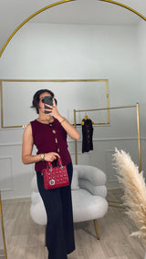 GILET SANS MANCHE MOTIF - Bordeau \ Marron \ Bleu