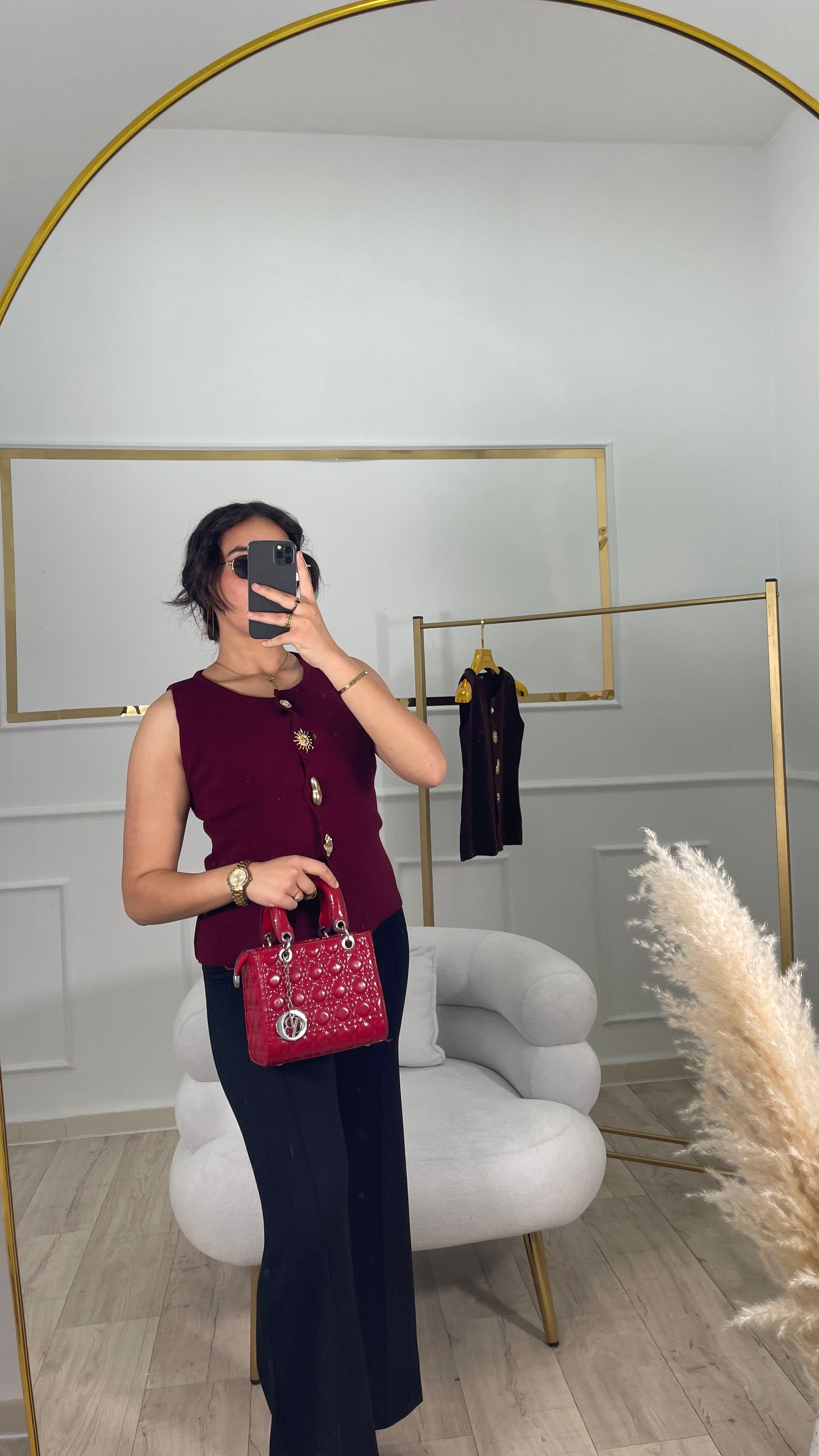 GILET SANS MANCHE MOTIF - Bordeau \ Marron \ Bleu