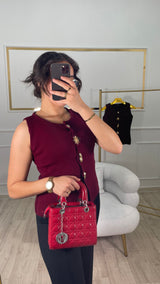 GILET SANS MANCHE MOTIF - Bordeau \ Marron \ Bleu