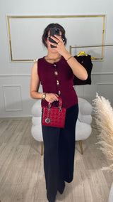 GILET SANS MANCHE MOTIF - Bordeau \ Marron \ Bleu