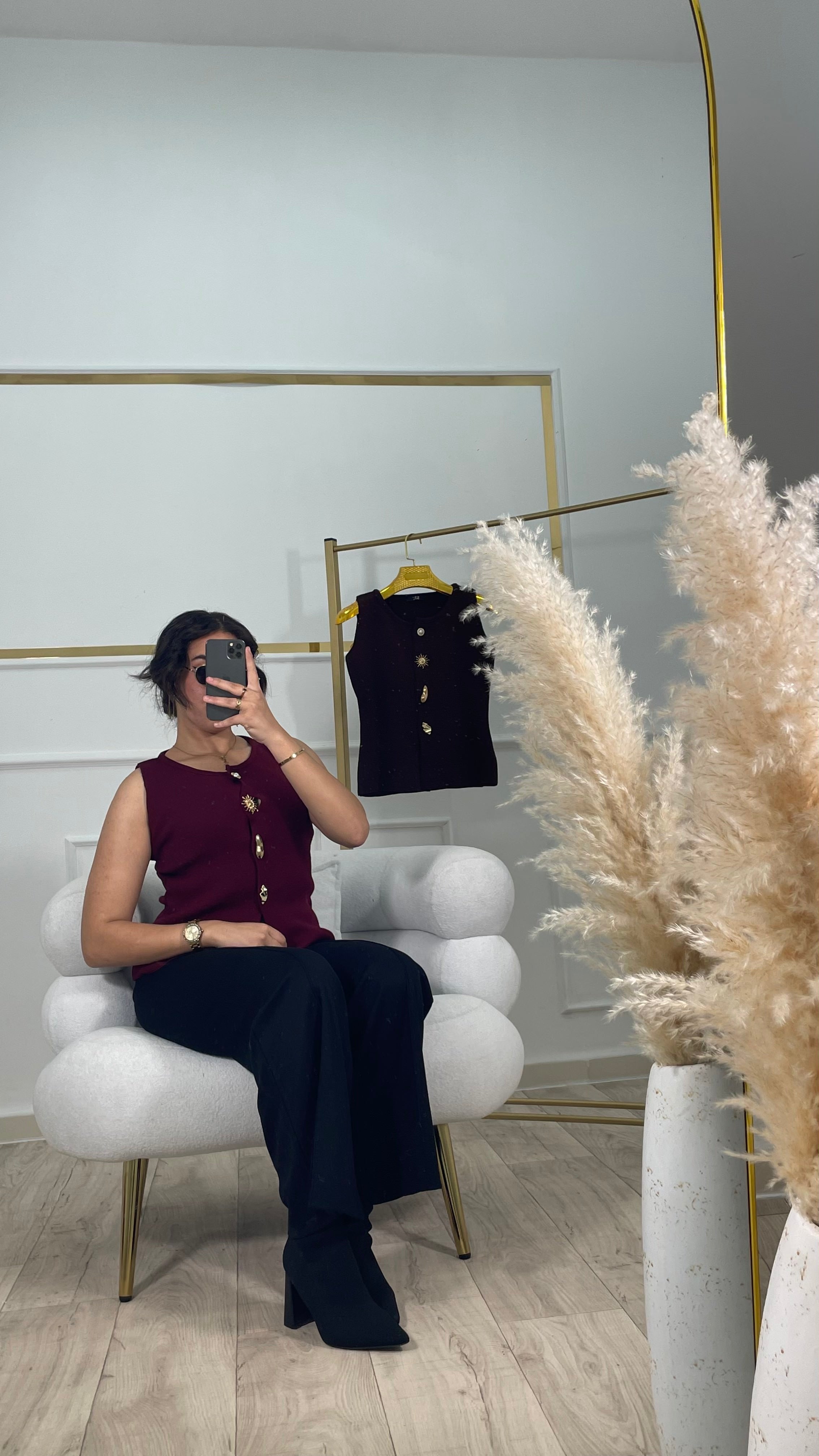 GILET SANS MANCHE MOTIF - Bordeau \ Marron \ Bleu