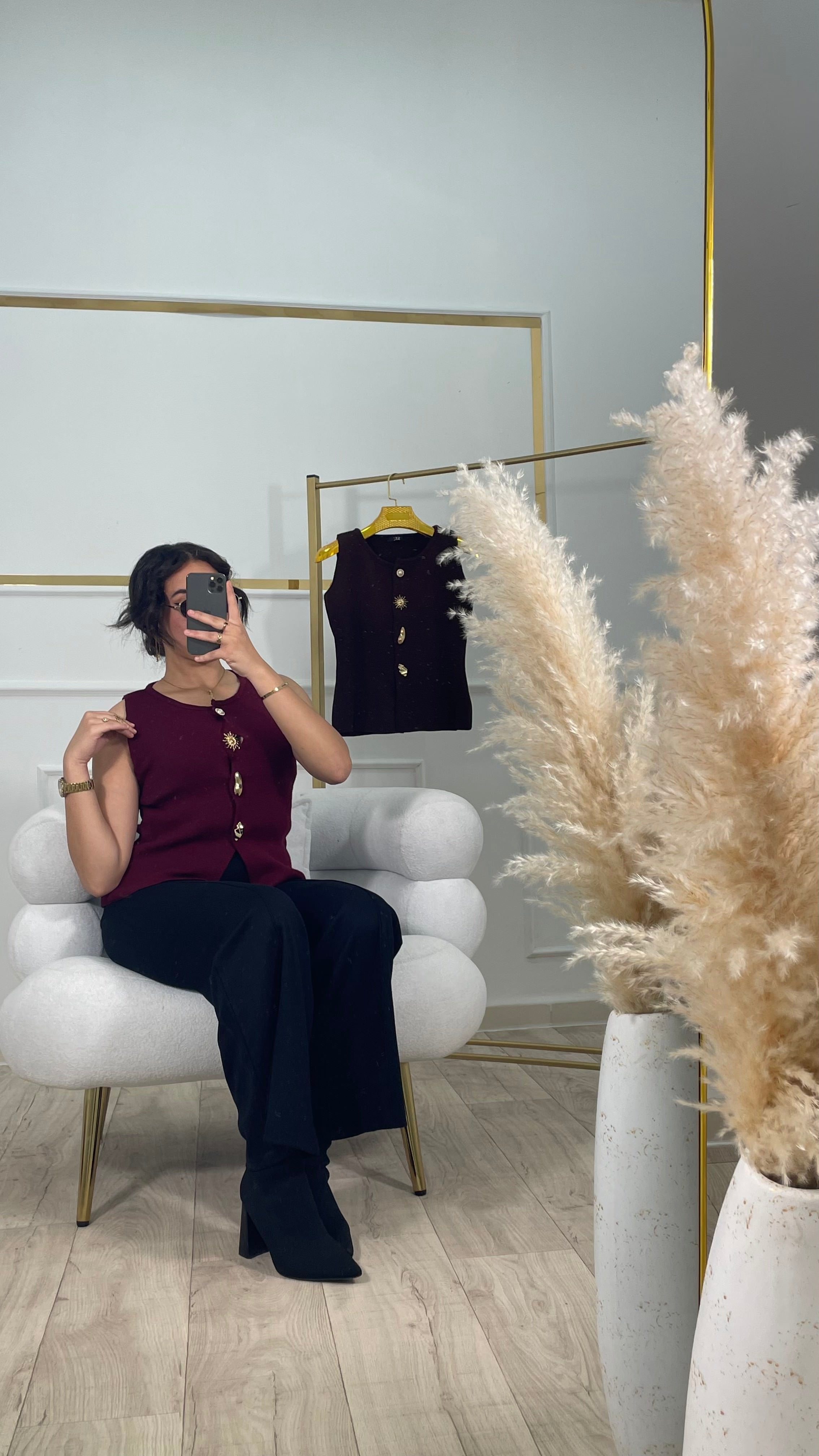 GILET SANS MANCHE MOTIF - Bordeau \ Marron \ Bleu