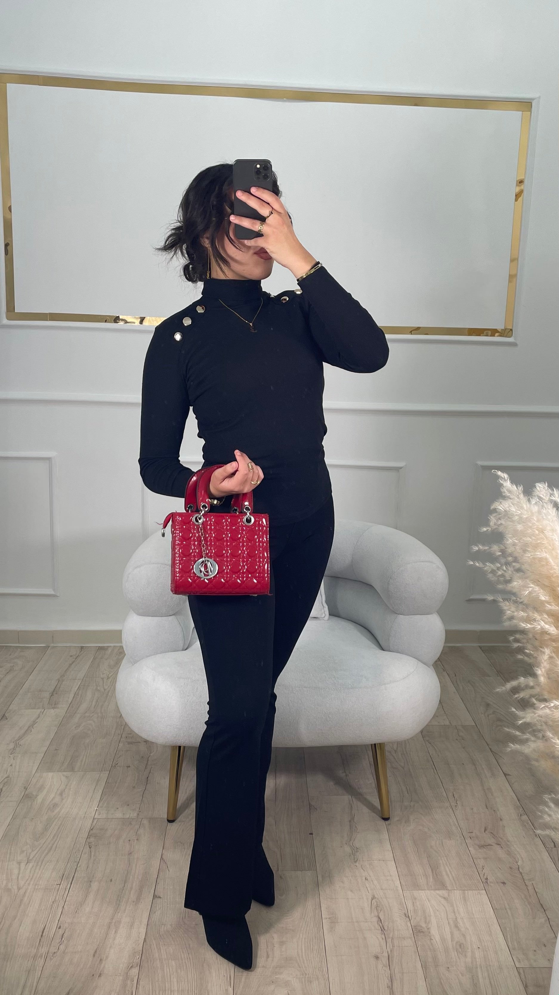 Pul Col Roulé Boutton - Noir