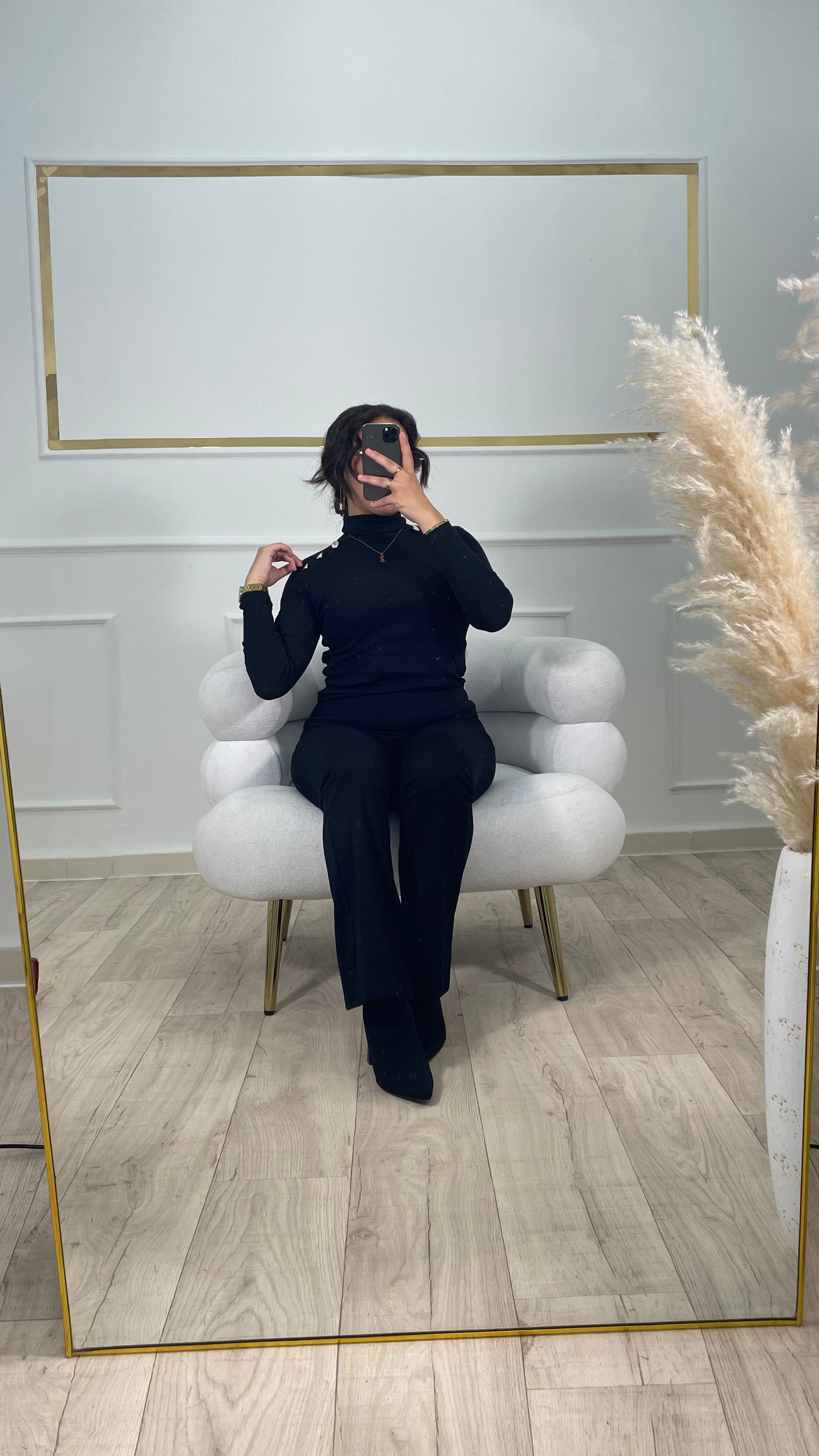 Pul Col Roulé Boutton - Noir