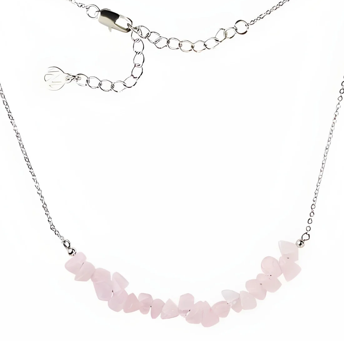 collier hope rose quartz | قلادة هوب بحجر الكوارتز الوردي