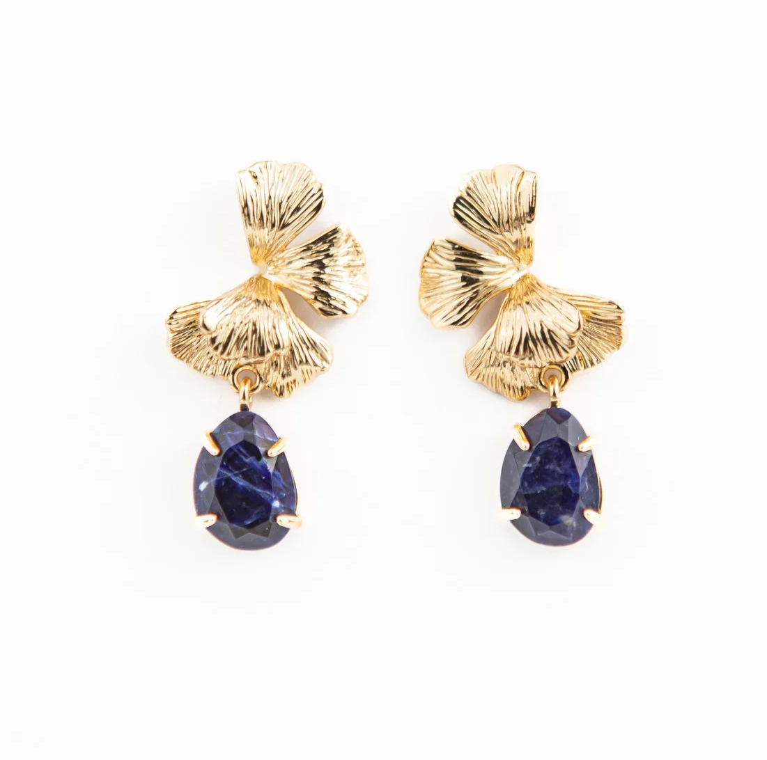 boucles d'oreille pansy sodalite | أقراط بانسي بحجر السوداليت
