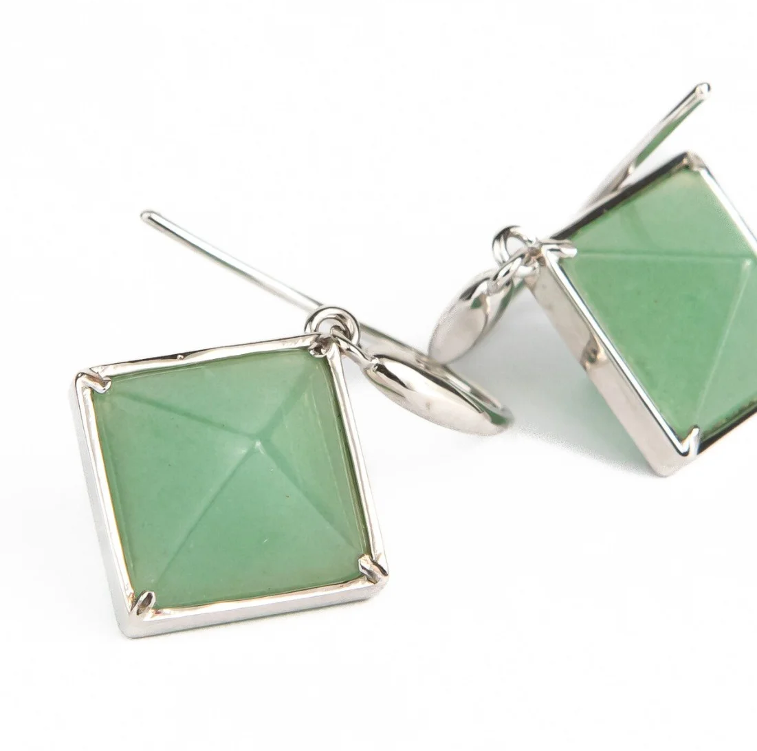 boucles d'oreilles prism anenturines | أقراط بريزم بحجر الأفنتورين