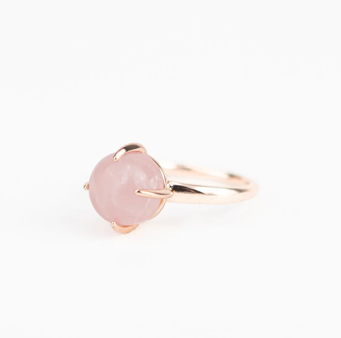 bague sweet brier rose quartz | خاتم سويت براير بحجر الكوارتز الوردي
