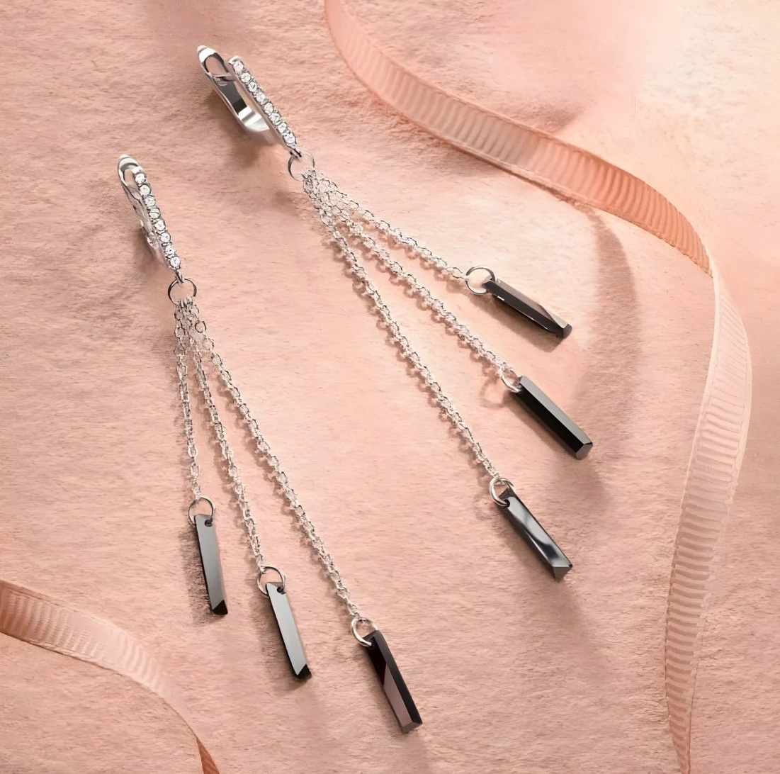 boucles d'oreilles geometric ceylonite | أقراط هندسية بحجر السيالونايت