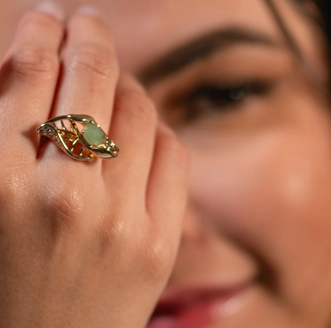bague leaf aventurine | خاتم ورقة بحجر الأفنتورين
