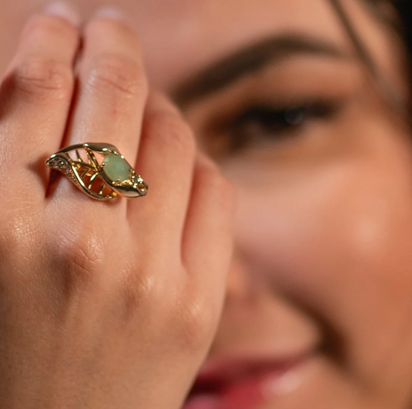 bague leaf aventurine | خاتم ورقة بحجر الأفنتورين