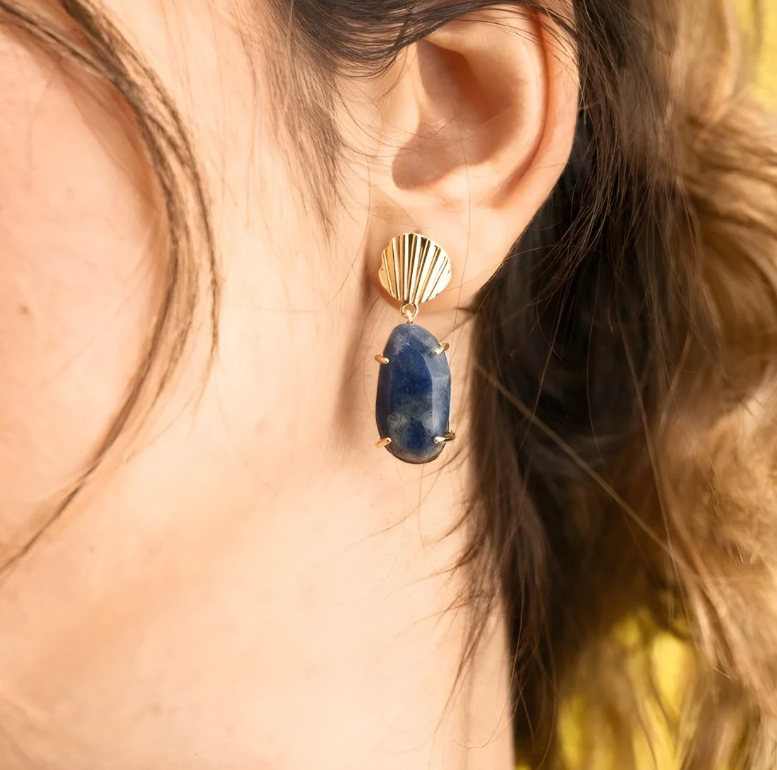 Boucles d’oreilles Ocean Sodalite | أقراط أوشن بحجر السوداليت