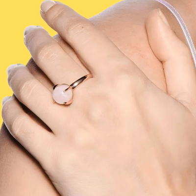 bague sweet brier rose quartz | خاتم سويت براير بحجر الكوارتز الوردي