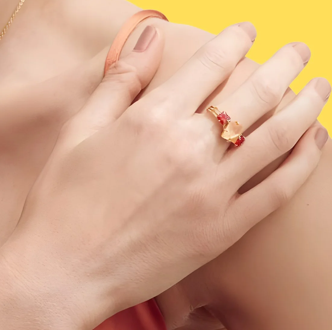 bague golden citrine | خاتم بحجر السترين الذهبي