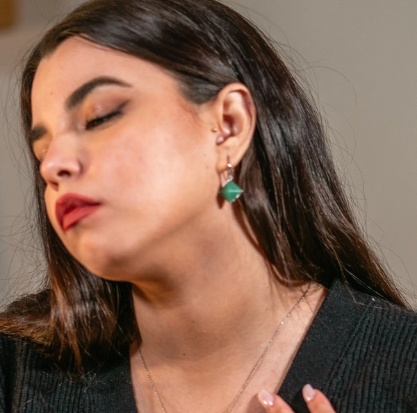 boucles d'oreilles prism anenturines | أقراط بريزم بحجر الأفنتورين