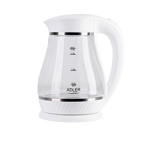 Adler AD 1274 blanc Bouilloire en verre 1,7L