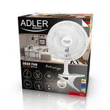 Adler AD 7317 Ventilateur 15 cm avec clip + base