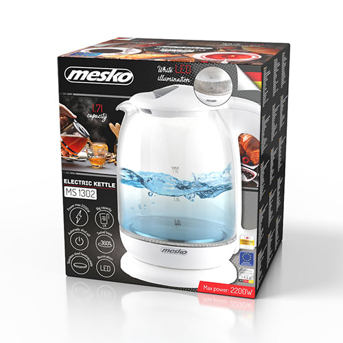 Mesko MS 1302w Bouilloire verre 1,7 L